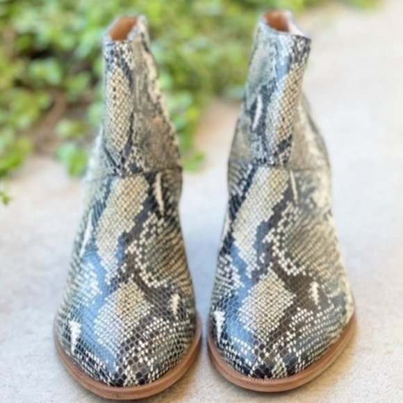 Madewell Rosie Snakeskin Ankle Boots Booties - Picture 2 of 4